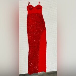 Elegant Red Sequin Evening Gown